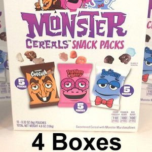 4 Box Monster Cereal Snack Packs Boo Berry Franken Count Chocula DayCare Supply